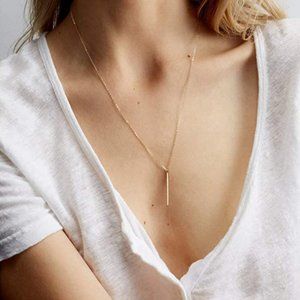 14kt Gold Bar Necklace Women's! New!
